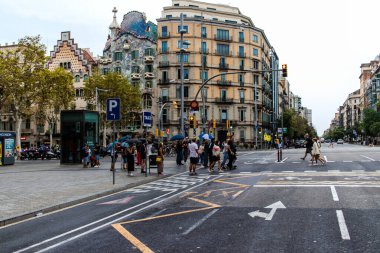 Barselona, İspanya - 28 Ağustos 2023 Barcelona şehir merkezi, sembolik bir şehir ve İspanya Katalogunun başkenti..