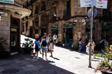 Barselona, İspanya - 28 Ağustos 2023 Barcelona şehir merkezi, sembolik bir şehir ve İspanya Katalogunun başkenti..