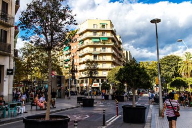 Barselona, İspanya - 28 Ağustos 2023 Barcelona şehir merkezi, sembolik bir şehir ve İspanya Katalogunun başkenti..