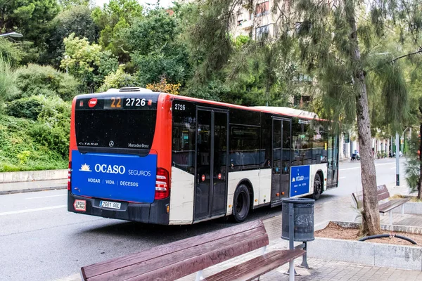 Barcelona Spanien August 2023 Busfahren Den Straßen Von Barcelona Und — Stockfoto