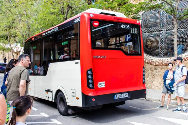Barcelona Spanien August 2023 Busfahren Den Straßen Von Barcelona Und — Stockfoto