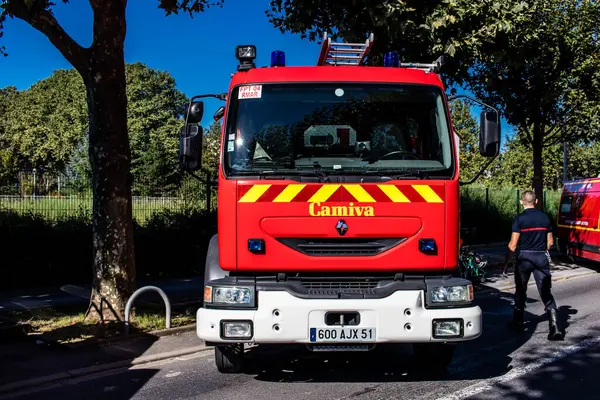 Reims France Szeptember 2023 Tűzoltóautó Nyilvánosság Számára Tűzoltóság Mentési Központ — Stock Fotó