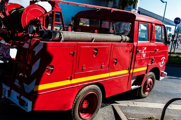 Реймс Франция Сентября 2023 Года Пожарная Машина Выставке Публики Пожарная — стоковое фото