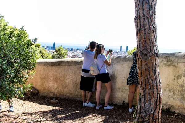 Barcelona España Agosto 2023 Los Turistas Que Visitan Park Gell —  Fotos de Stock