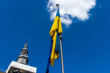 Reims, Fransa - 15 Eylül 2023 Reims şehri, sembolik bir şehir ve Fransa 'nın Şampanya başkenti