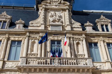 Reims, Fransa - 26 Eylül 2023 Reims şehri, sembolik bir şehir ve Fransa 'nın Şampanya başkenti.