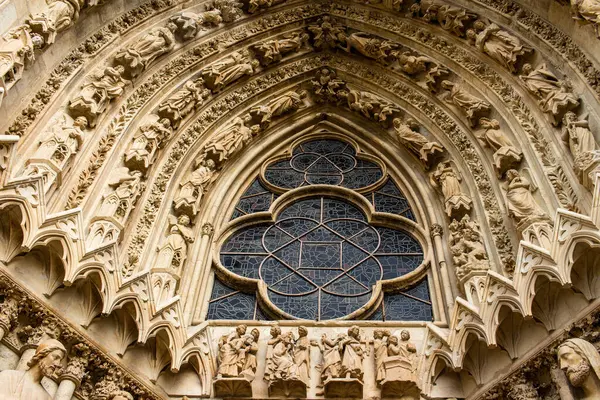 Reims França Setembro 2023 Fachada Exterior Catedral Notre Dame Reims — Fotografia de Stock
