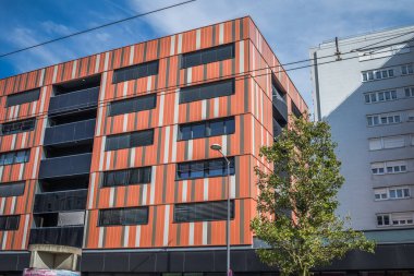 Reims, Fransa - Ekim 06, 2023 Reims şehri, sembolik bir şehir ve Fransa 'nın şampanya başkenti..