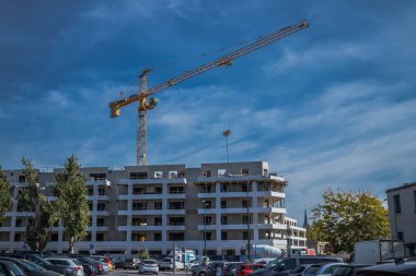 Reims, Fransa - Ekim 06, 2023 Reims şehri, sembolik bir şehir ve Fransa 'nın şampanya başkenti..