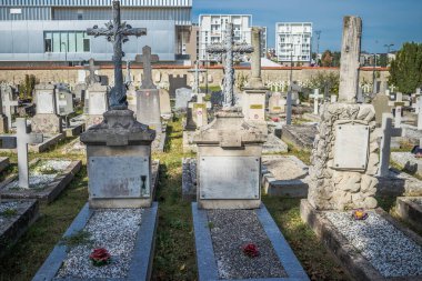 Reims, Fransa - 06 Ekim 2023 Vatandaşların Mezarlığı Reims, sembolik bir şehir ve Fransa 'nın Şampanya başkenti.