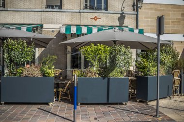 Reims, Fransa - Ekim 06, 2023 Reims şehri, sembolik bir şehir ve Fransa 'nın şampanya başkenti..