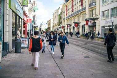 Reims, Fransa - 21 Ekim 2023 Reims şehri, sembolik bir şehir ve Fransa 'nın şampanya başkenti..