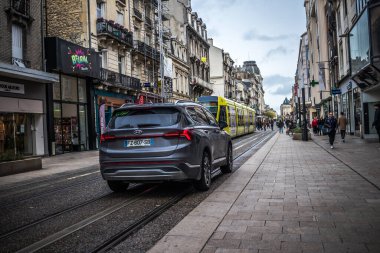 Reims, Fransa - 26 Ekim 2023 Reims şehri, sembolik bir şehir ve Fransa 'nın şampanya başkenti..