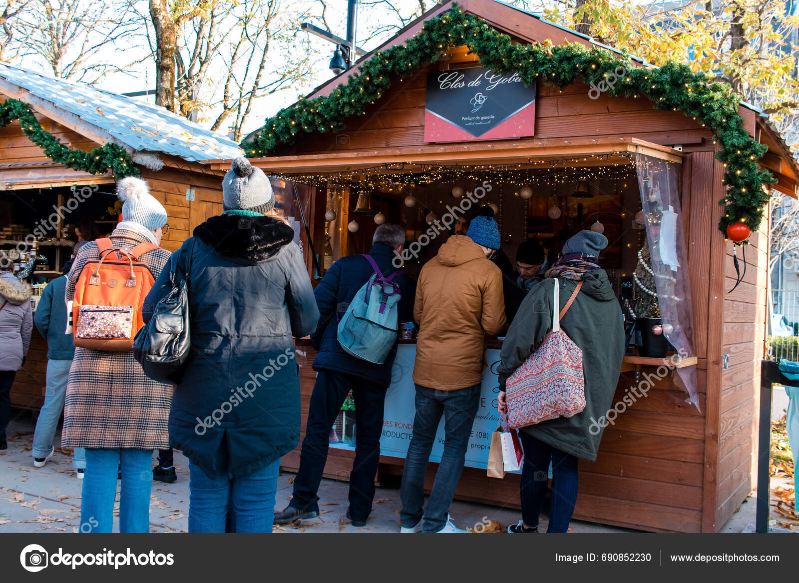 Reims France December 2023 People Visiting Christmas Market Town Reims Stock Editorial Photo