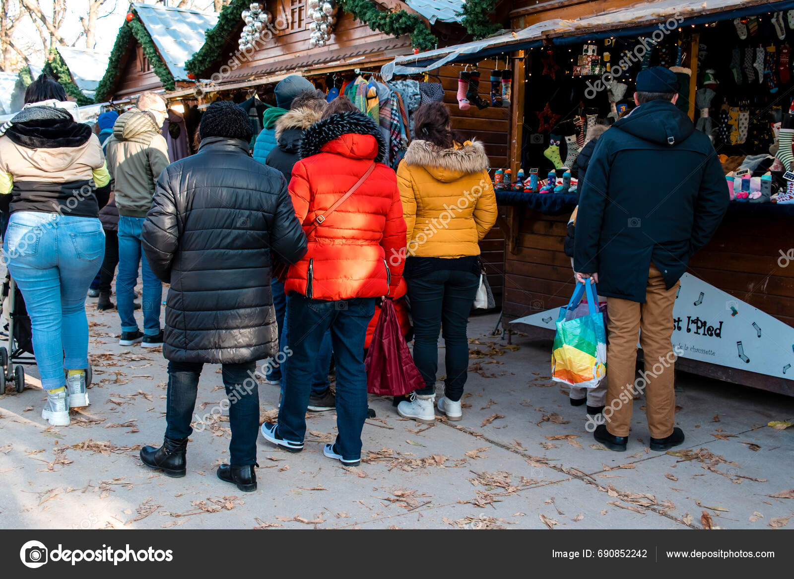 Reims France December 2023 People Visiting Christmas Market Town Reims Stock Editorial Photo