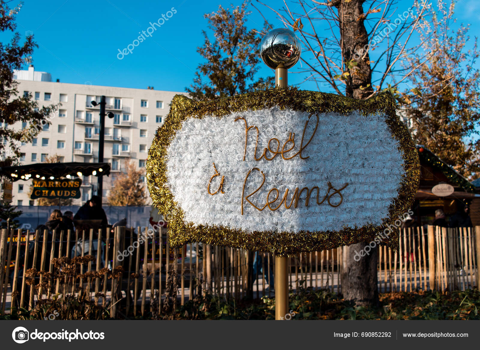 Reims France December 2023 People Visiting Christmas Market Town Reims Stock Editorial Photo