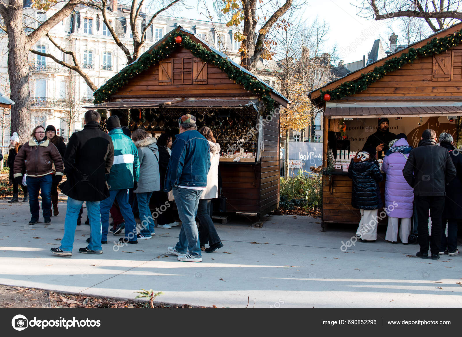 Reims France December 2023 People Visiting Christmas Market Town Reims Stock Editorial Photo