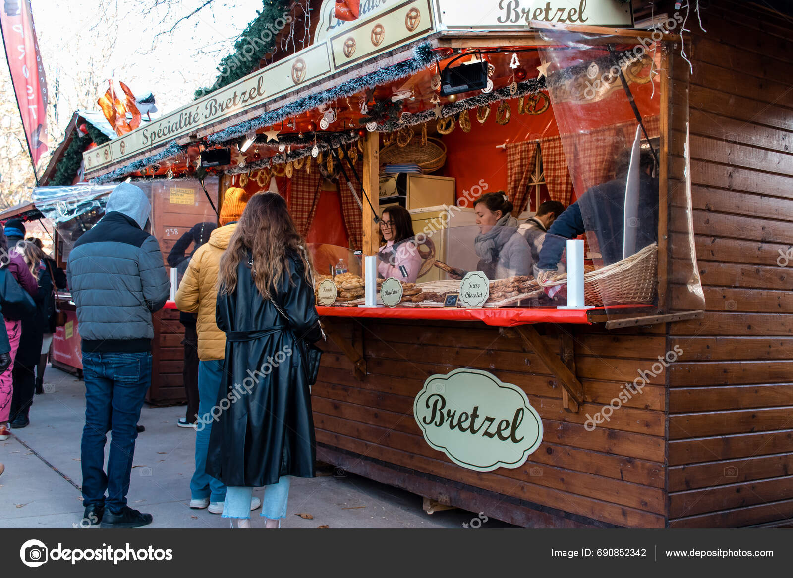 Reims France December 2023 People Visiting Christmas Market Town Reims Stock Editorial Photo