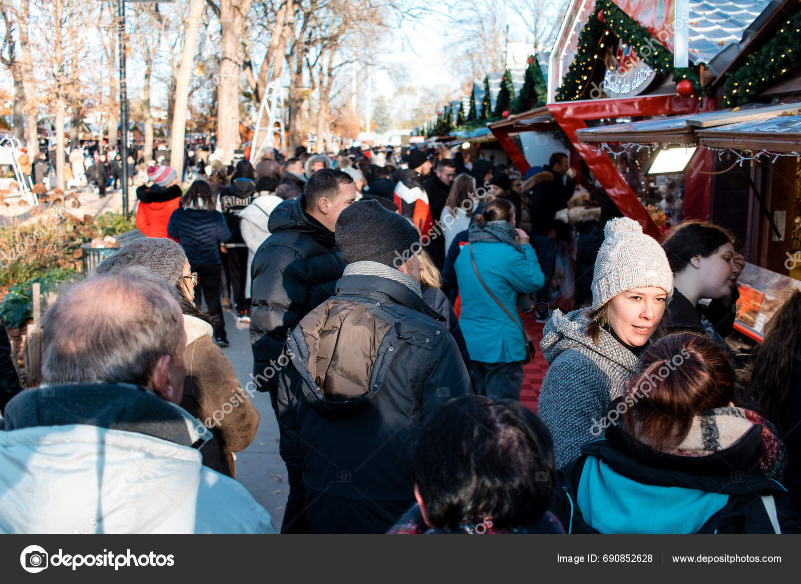 Reims France December 2023 People Visiting Christmas Market Town Reims Stock Editorial Photo