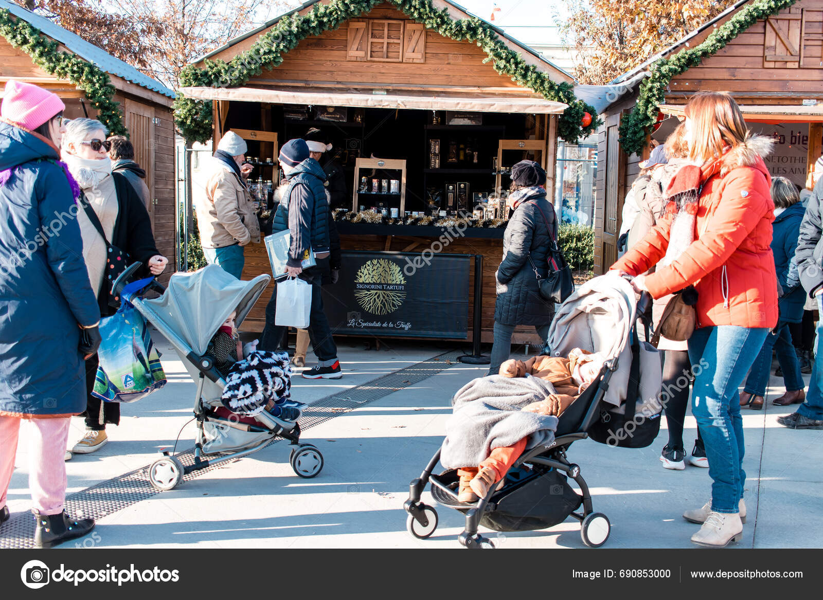 Reims France December 2023 People Visiting Christmas Market Town Reims Stock Editorial Photo
