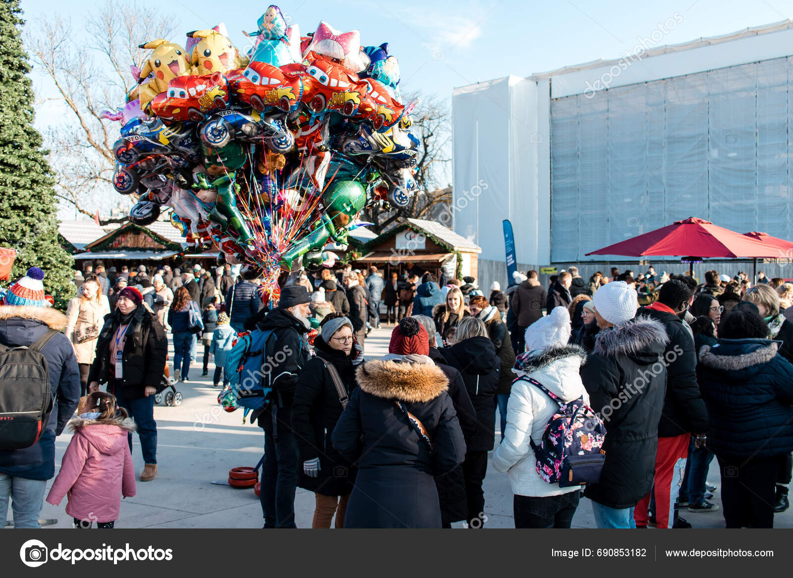 Reims France December 2023 People Visiting Christmas Market Town Reims Stock Editorial Photo