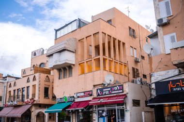 Tel Aviv, İsrail - 6 Aralık 2023 Tel Aviv 'in Jafa bölgesinin kentsel manzarası, Yahudi ve Arap kültürünün karıştığı sembolik bir şehir..