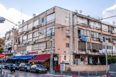 Tel Aviv, İsrail - 6 Aralık 2023 Tel Aviv 'in Jafa bölgesinin kentsel manzarası, Yahudi ve Arap kültürünün karıştığı sembolik bir şehir..