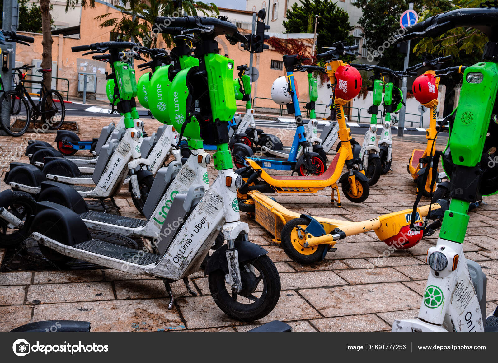 Tel Aviv Israel December 2023 Electric Scooters Parked Streets Tel Stock Editorial Photo