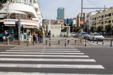 Tel Aviv, İsrail - 10 Aralık 2023 Tel Aviv şehir merkezi ve mimarisi, İsrail 'in simgesel bir şehri..