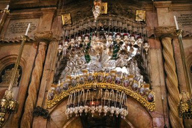 Kudüs, İsrail, 20 Aralık 2023 Kutsal Mezar Kilisesi, Diriliş Kilisesi olarak da bilinen eski Kudüs şehrinin Hristiyan Mahallesi 'nde bulunan bir dördüncü yüzyıl kilisesidir.