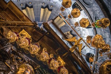Kudüs, İsrail, 20 Aralık 2023 Kutsal Mezar Kilisesi, Diriliş Kilisesi olarak da bilinen eski Kudüs şehrinin Hristiyan Mahallesi 'nde bulunan bir dördüncü yüzyıl kilisesidir.