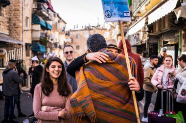 Kudüs, İsrail - 22 Aralık 2023 Mahane Yehuda Pazarı 'nda 