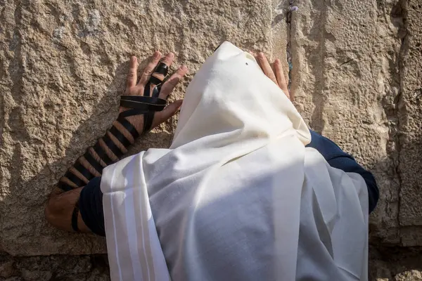 Иерусалим Израиль Декабря 2023 Года Евреи Молятся Стены Плача Израиль Стоковое Фото