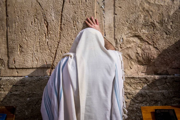 Иерусалим Израиль Декабря 2023 Года Евреи Молятся Стены Плача Израиль Стоковая Картинка
