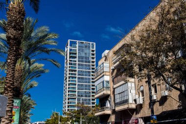 Tel Aviv, İsrail, 30 Aralık 2023 Tel Aviv, ikonik şehir. Tel Aviv modern binaları ve mimarisi ile dünyanın en canlı şehirlerinden biridir.