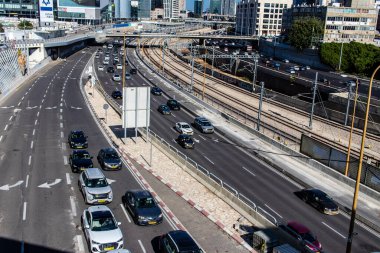 Tel Aviv, İsrail, 30 Aralık 2023 Tel Aviv, ikonik şehir. Tel Aviv modern binaları ve mimarisi ile dünyanın en canlı şehirlerinden biridir.