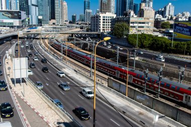 Tel Aviv, İsrail, 30 Aralık 2023 Tel Aviv, ikonik şehir. Tel Aviv modern binaları ve mimarisi ile dünyanın en canlı şehirlerinden biridir.