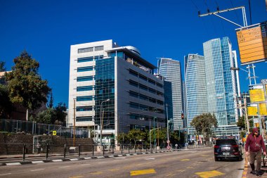 Tel Aviv, İsrail 9 Ocak 2024 Tel Aviv, ikonik şehir. Tel Aviv modern binaları ve mimarisi ile dünyanın en canlı şehirlerinden biridir.