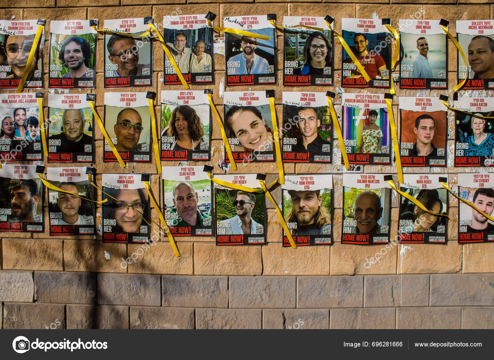 Tel Aviv Israel January 2024 Posters Face Hostages Kidnapped Hamas