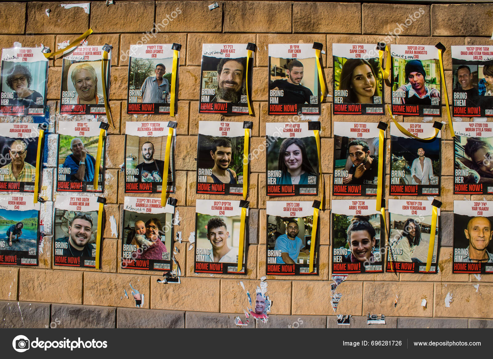 Tel Aviv Israel January 2024 Posters Face Hostages Kidnapped Hamas