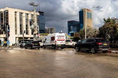 Tel Aviv, İsrail 14 Ocak 2024 Tel Aviv, ikonik şehir. Tel Aviv modern binaları ve mimarisi ile dünyanın en canlı şehirlerinden biridir.