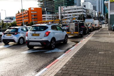 Tel Aviv, İsrail 14 Ocak 2024 Tel Aviv, ikonik şehir. Tel Aviv modern binaları ve mimarisi ile dünyanın en canlı şehirlerinden biridir.