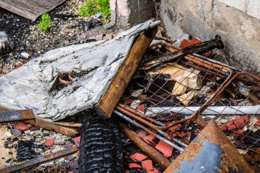 Kibbutz Kfar Aza, İsrail - 29 Ocak 2024 Kibbutz Kfar Aza 'nın evlerine yapılan saldırıdan sonra. Hasara 7 Ekim 2023 'te Hamas teröristleri neden oldu..