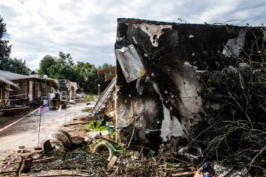 Kibbutz Kfar Aza, İsrail - 29 Ocak 2024 Kibbutz Kfar Aza 'nın evlerine yapılan saldırıdan sonra. Hasara 7 Ekim 2023 'te Hamas teröristleri neden oldu..
