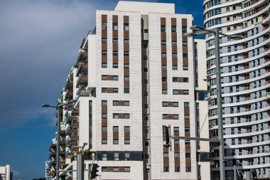 Tel Aviv, İsrail, 10 Şubat 2024 Tel Aviv, sembolik bir şehir. Tel Aviv modern ve geleneksel binaları ile dünyanın en canlı şehirlerinden biridir.