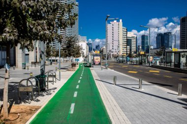 Tel Aviv, İsrail, 10 Şubat 2024 Tel Aviv, sembolik bir şehir. Tel Aviv modern ve geleneksel binaları ile dünyanın en canlı şehirlerinden biridir.