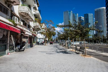 Tel Aviv, İsrail, 10 Şubat 2024 Tel Aviv, sembolik bir şehir. Tel Aviv modern ve geleneksel binaları ile dünyanın en canlı şehirlerinden biridir.