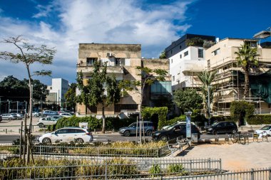 Tel Aviv, İsrail, 10 Şubat 2024 Tel Aviv, sembolik bir şehir. Tel Aviv modern ve geleneksel binaları ile dünyanın en canlı şehirlerinden biridir.