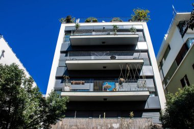 Tel Aviv, İsrail, 10 Şubat 2024 Tel Aviv, sembolik bir şehir. Tel Aviv modern ve geleneksel binaları ile dünyanın en canlı şehirlerinden biridir.