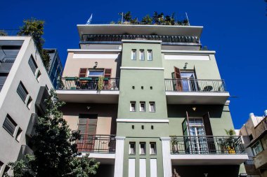 Tel Aviv, İsrail, 10 Şubat 2024 Tel Aviv, sembolik bir şehir. Tel Aviv modern ve geleneksel binaları ile dünyanın en canlı şehirlerinden biridir.